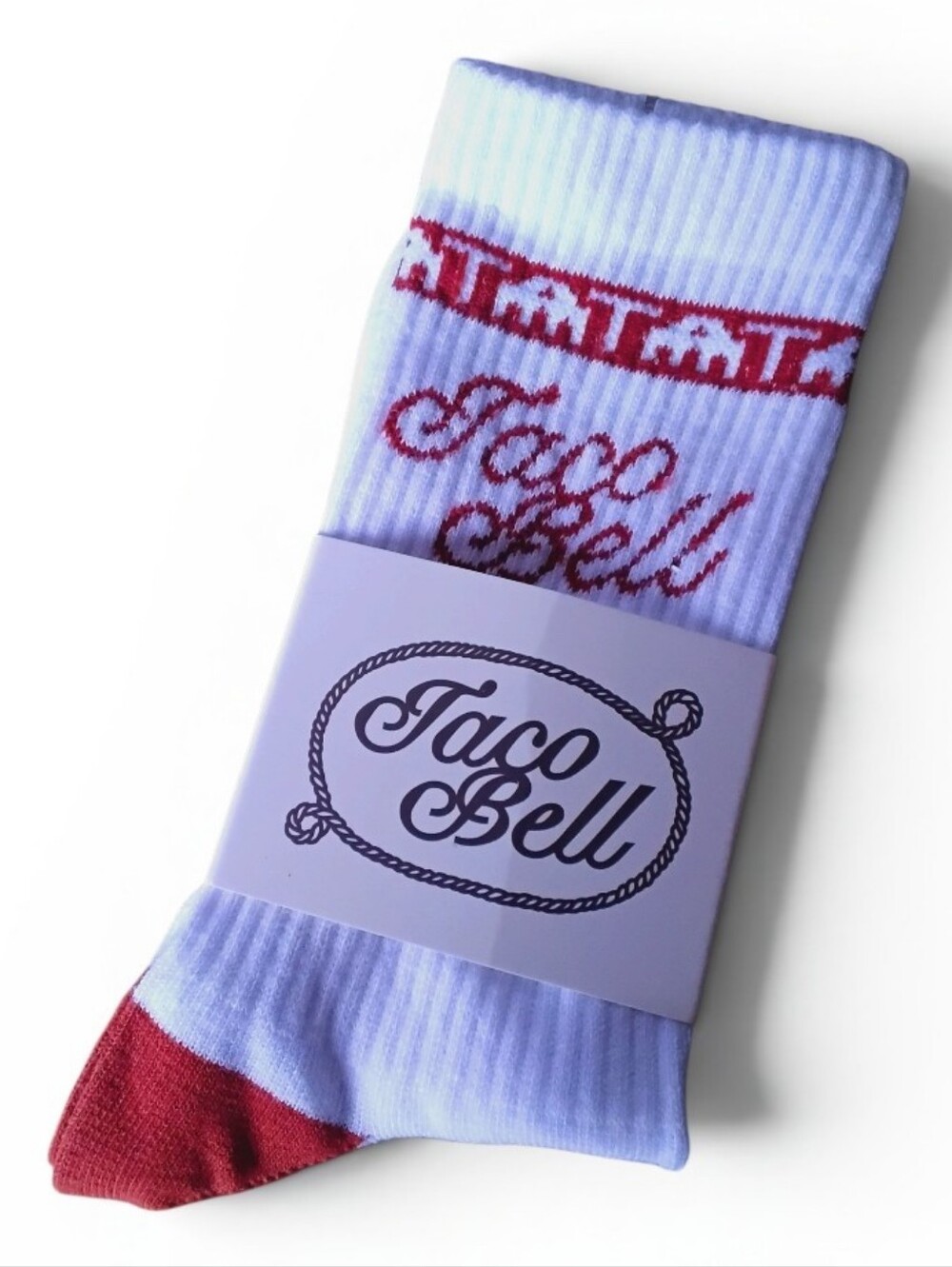 NWT - Taco Bell White Red Crew Socks 100% Cotton